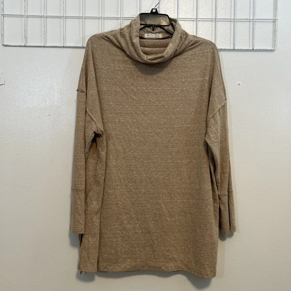 We The Free People Women S Tunic Top Tan‎ Oversized Cowl Neck 6271